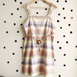 NWT Planet Gold Multicolor Striped Belted Dress Juniors XL